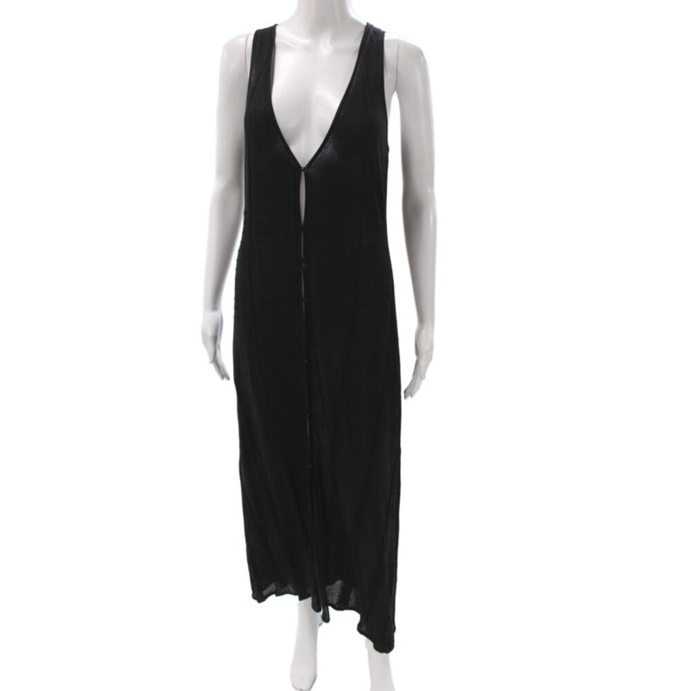 Devon Windsor Womens Maxi Dress Black V-Neck Sleeveless Knit Size M